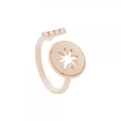 Anillo B2 Plata Dorada y Circonitas*Eguzkilore Online