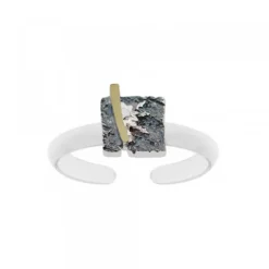 Anillo Cuadrado Flysch Plata y Lámina de Oro*Eguzkilore Clearance