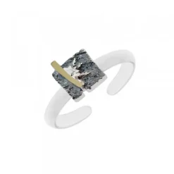 Anillo Cuadrado Flysch Plata y Lámina de Oro*Eguzkilore Clearance