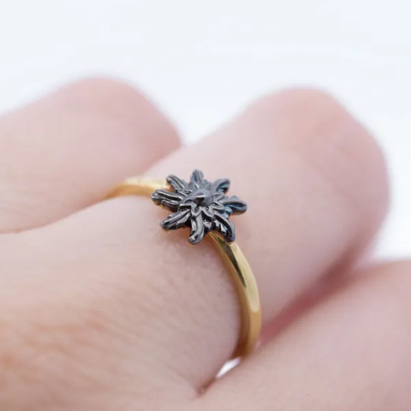 Anillo Ghor Plata Dorada y Rutenio*Eguzkilore New