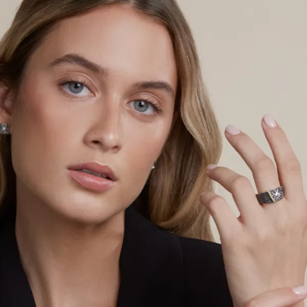 Anillo Grande Flysch Plata con Lámina de Oro*Eguzkilore New
