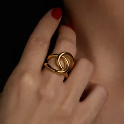 Anillo Hariak Entrelazado Plata Dorada*Eguzkilore