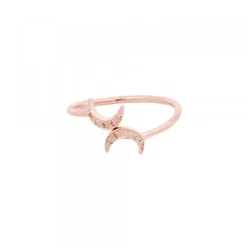 Anillo Luna de Plata Rosa con Circonitas*Eguzkilore Clearance