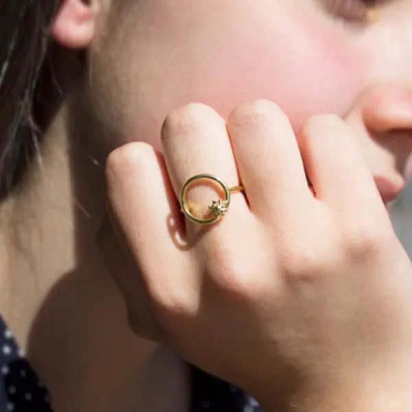 Anillo Luna Llena Plata Dorada para Mujer*Eguzkilore Hot