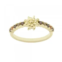 Anillo Muka Plata Dorada y Circonitas Marrones*Eguzkilore Outlet
