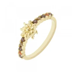 Anillo Muka Plata Dorada y Circonitas Marrones*Eguzkilore Outlet