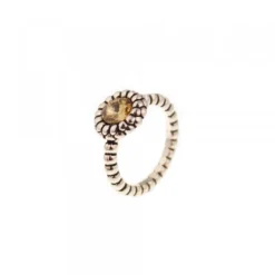 Anillo Rizado Plata Rosa y Cristal Champagne*Eguzkilore Online