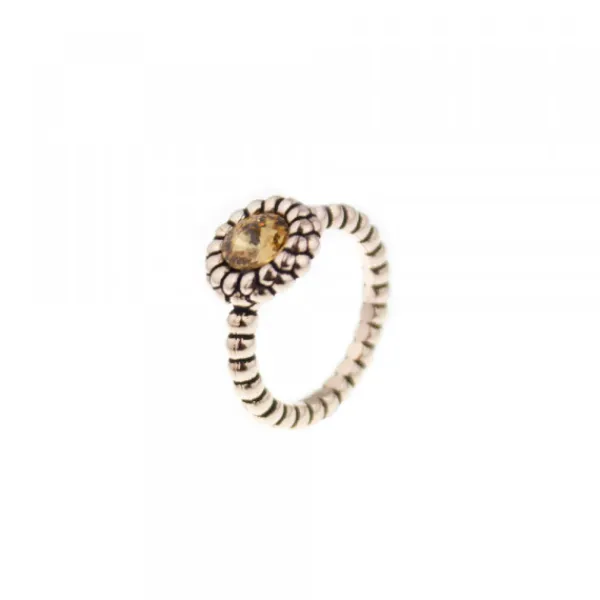 Anillo Rizado Plata Rosa y Cristal Champagne*Eguzkilore Online