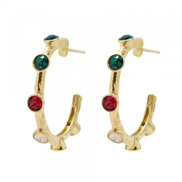 Aros Arrue Plata Dorada y Circonitas*Eguzkilore Online