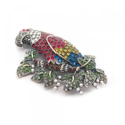 Broche Loro Plata y Cristales Multicolor*Eguzkilore Discount
