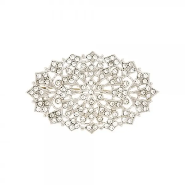 Broche Oval Plata y Cristales Blancos*Eguzkilore Online