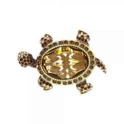 Broche Tortuga Plata y Cristales Marrones*Eguzkilore Sale