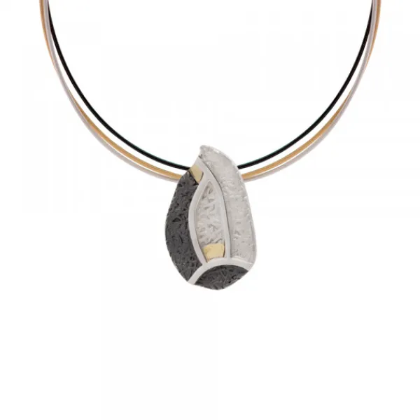 Colgante Almendra Vitoria Plata y Lámina de Oro*Eguzkilore Outlet