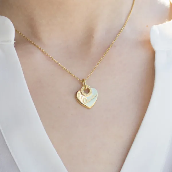 Colgante Ama Corazón Plata Dorada Personalizable*Eguzkilore Outlet