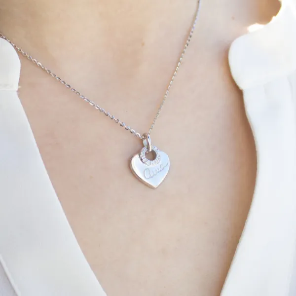 Colgante Ama Corazón Plata Personalizable*Eguzkilore Hot