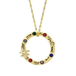 Colgante Arrue Aro Plata Dorada y Circonitas*Eguzkilore Online
