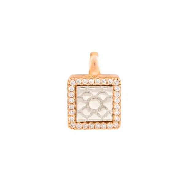 Colgante Baldosa Bilbao Plata Rosa con Circonitas*Eguzkilore Online