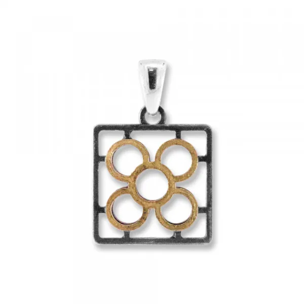 Colgante Baldosa Silueta de Plata con Lámina de Oro*Eguzkilore
