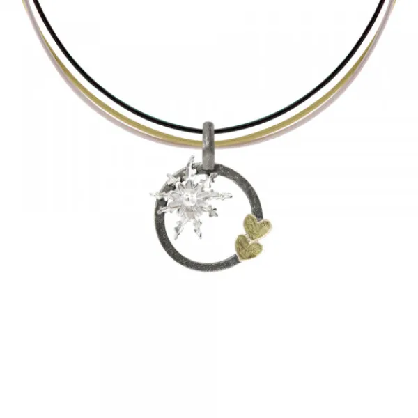 Colgante Bihotzak Plata y Lámina Oro con Cable*Eguzkilore Outlet