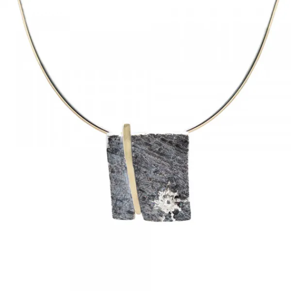 Colgante Cuadrado Flysch Plata con Lámina de Oro*Eguzkilore Discount