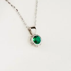 Colgante Distira Plata y Cristal Verde*Eguzkilore