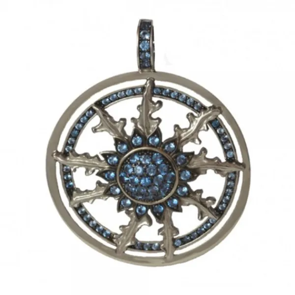 Colgante Doble Cerco Plata y Circonitas Azules*Eguzkilore New