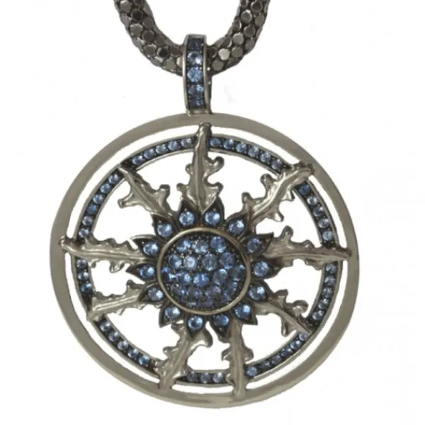 Colgante Doble Cerco Plata y Circonitas Azules*Eguzkilore New