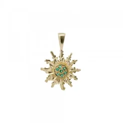 Colgante Oro y Circonitas Verdes 14mm*Eguzkilore Best