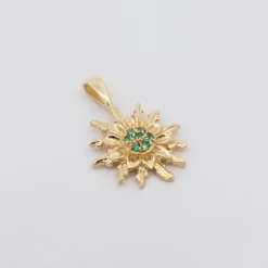 Colgante Oro y Circonitas Verdes 14mm*Eguzkilore Best