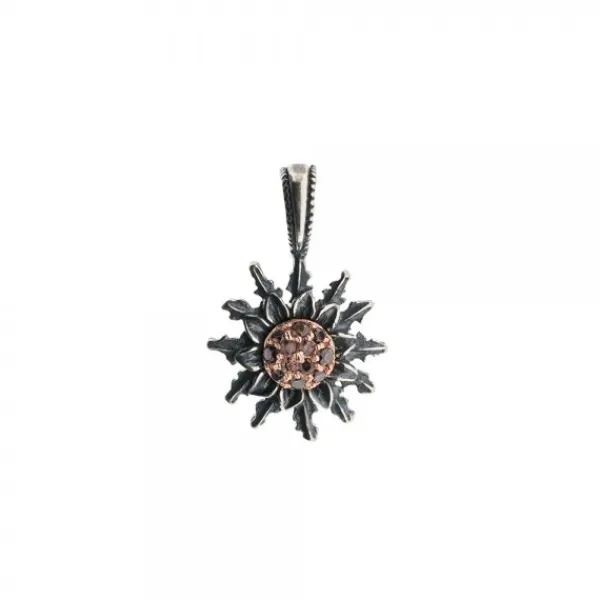 Colgante Plata Envejecida y Circonitas Marrones 14mm*Eguzkilore Sale