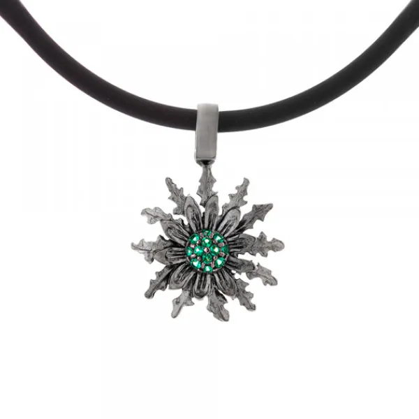 Colgante Plata Negra y Circonitas Verdes 21mm*Eguzkilore