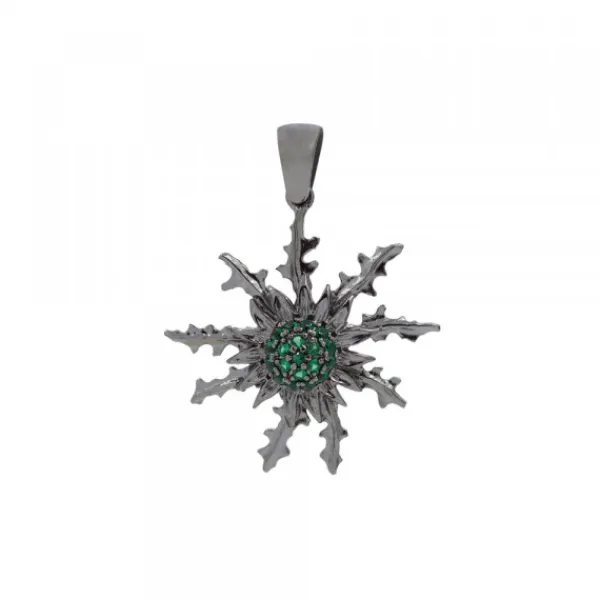 Colgante Plata Negra y Circonitas Verdes 29mm*Eguzkilore Sale