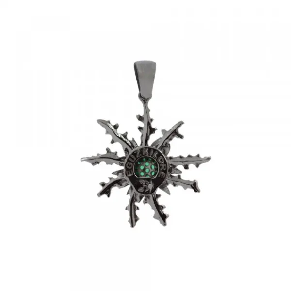 Colgante Plata Negra y Circonitas Verdes 29mm*Eguzkilore Sale