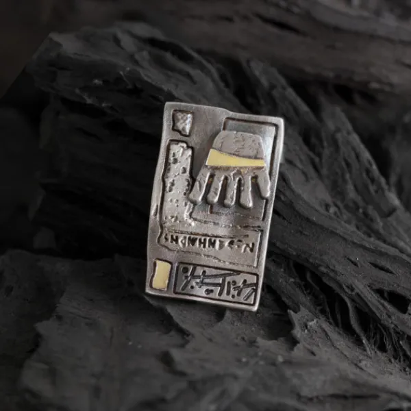 Colgante Irulegi Cuadrado Plata y Lámina de Oro*Eguzkilore New