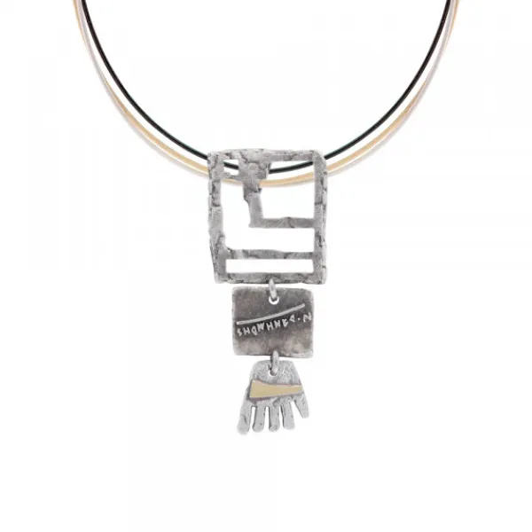 Colgante Irulegi Largo Plata y Lámina de Oro*Eguzkilore Outlet
