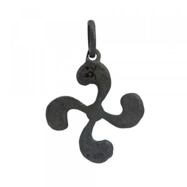 Colgante Lauburu de Plata Oxidada 22mm*Eguzkilore Discount