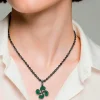 Colgante Lauburu Plata Negra y Circonitas Verdes*Eguzkilore Outlet
