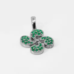 Colgante Lauburu Plata Negra y Circonitas Verdes*Eguzkilore Outlet