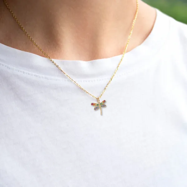 Colgante Libélula Oro y Circonitas Multicolor*Eguzkilore Online