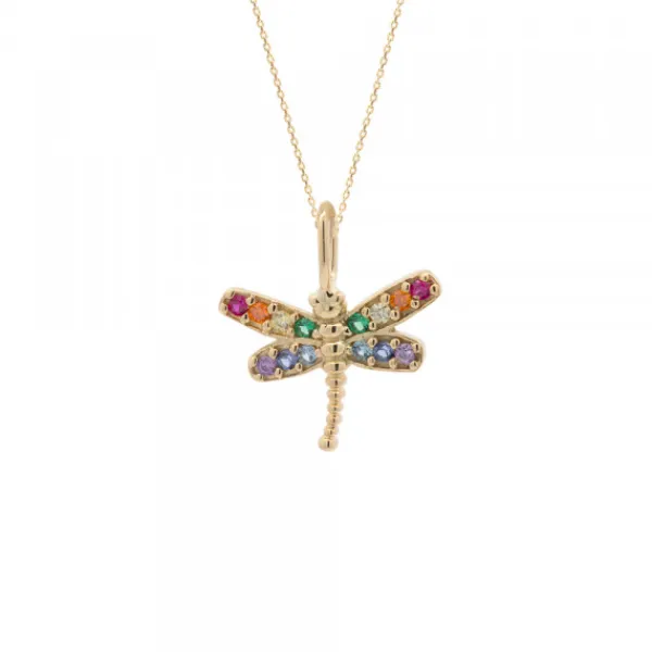 Colgante Libélula Oro y Circonitas Multicolor*Eguzkilore Online