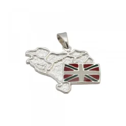 Colgante Mapa Euskal Herria y Ikurriña Esmalte Plata*Eguzkilore