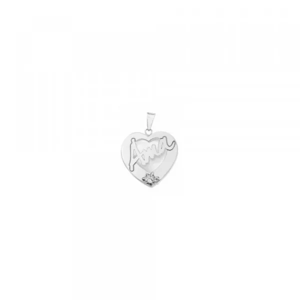 Colgante Mini Ama Corazón Plata y Nácar*Eguzkilore Sale