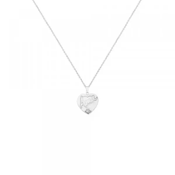 Colgante Mini Ama Corazón Plata y Nácar*Eguzkilore Sale