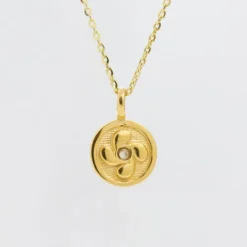 Colgante Mini Lauburu Dorado y Circonita 11mm*Eguzkilore Outlet