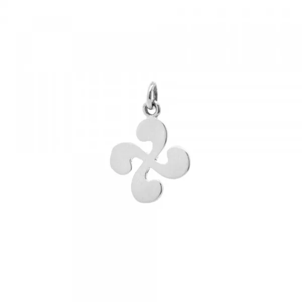 Colgante Mini Lauburu Oro Blanco y Brillantes 10mm*Eguzkilore Hot