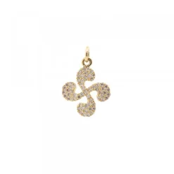 Colgante Mini Lauburu Oro y Brillantes 10mm*Eguzkilore Sale
