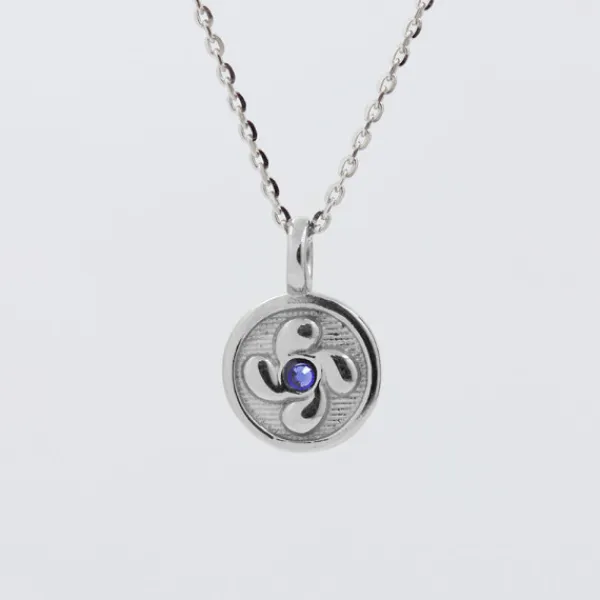 Colgante Mini Lauburu Plata y Circonita Azul*Eguzkilore Discount