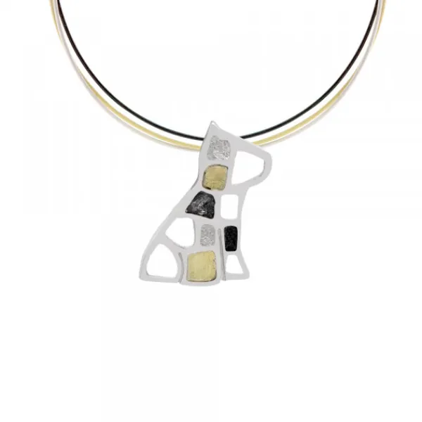 Colgante Puppy Plata y Lámina de Oro y Cable Tricolor*Eguzkilore Best