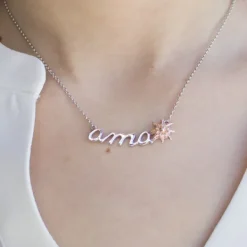 Gargantilla Ama Handia Plata y Rosa*Eguzkilore