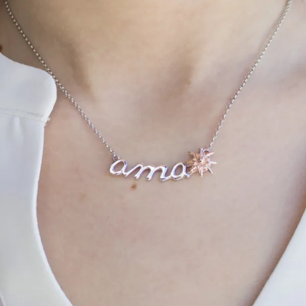 Gargantilla Ama Handia Plata y Rosa*Eguzkilore